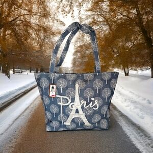 NWT Paris Tote Bag | Eiffel Tower | Travel Bag | Beach Bag Blue